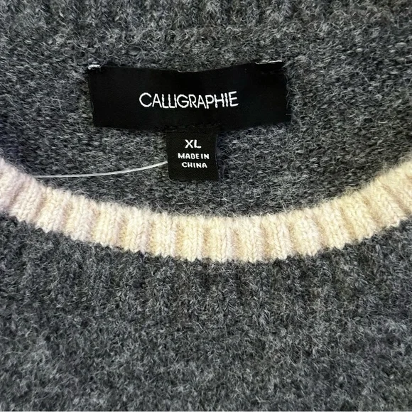 NWT Anthropologie Calligraphie Crew Neck Sweater with Dog Icon Sz XL - Picture 7 of 15